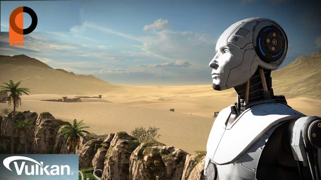 Vulkan در موتورهای رندر چیست؟ این تصویر به توضیح اهمیت و کاربرد Vulkan در موتورهای رندر سه‌بعدی پرداخته که امکان بهره‌وری بالا و پردازش گرافیکی پیشرفته را فراهم می‌کند.