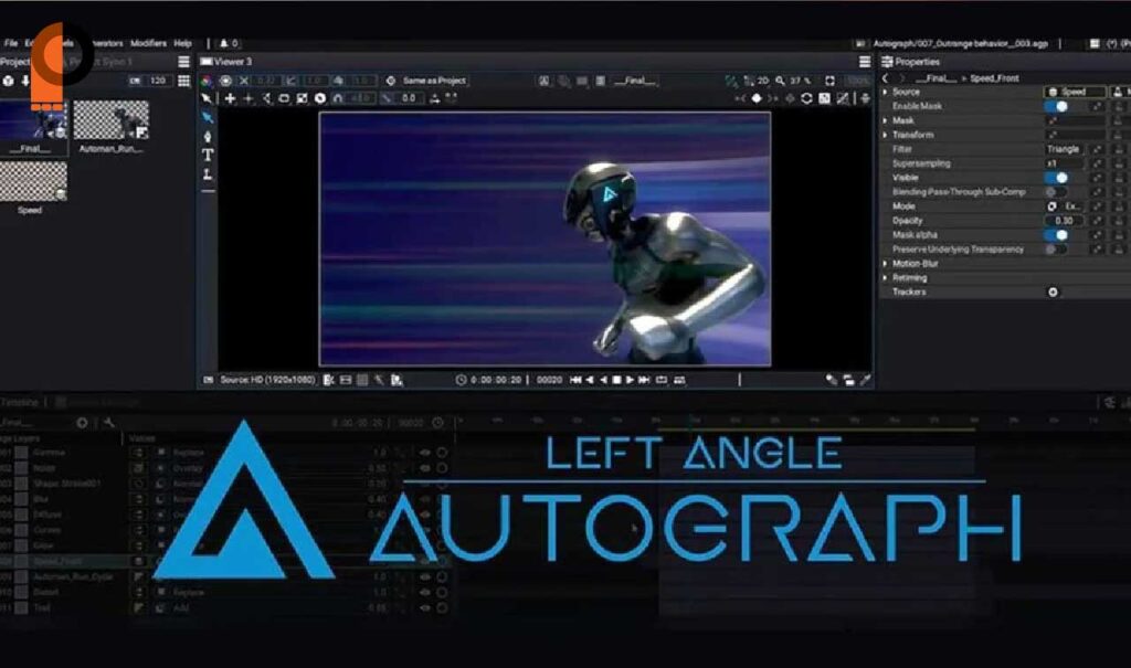 نرم‌افزار Autograph، ابزاری پیشرفته برای طراحی گرافیک متحرک، جلوه‌های بصری و پردازش ویدیویی حرفه‌ای.