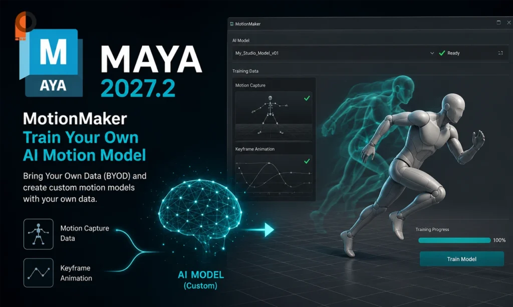 قابلیت MotionMaker در Maya 2027.2 برای آموزش مدل هوش مصنوعی اختصاصی